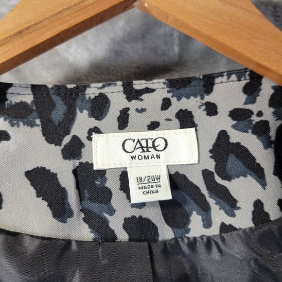 Cato Woman Blazer 18/20W Black White Animal Print Studded Open Front Plus Size - Picture 2 of 11